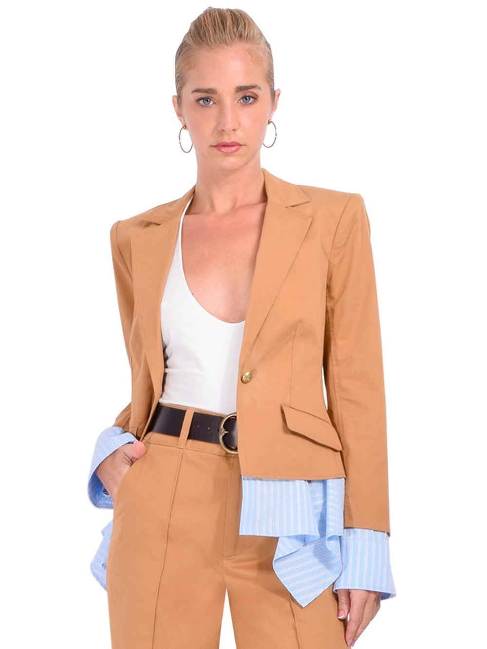 Cinq A Sept Shilo Jacket in Brown Sandstone/Light Bluebell - Picture 4 of 7